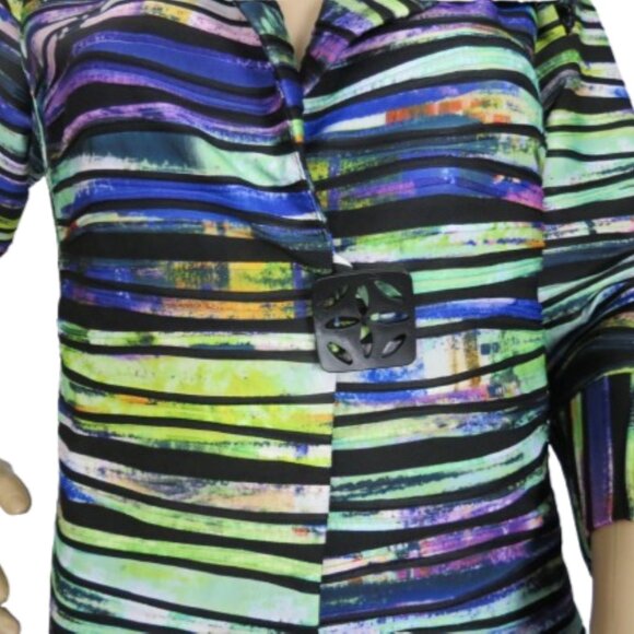 Joseph Ribkoff Colourful Striped Artistic Top - Picture 4 of 7